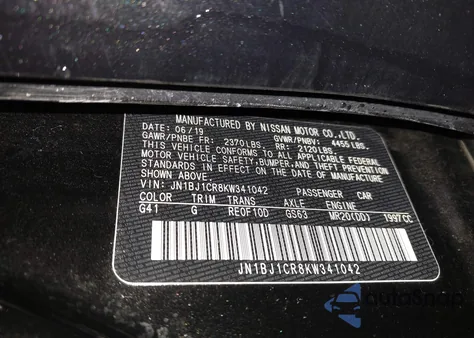 2019 Nissan Rogue Sport Sv из США, поврежденный, VIN JN1BJ1CR8KW341042